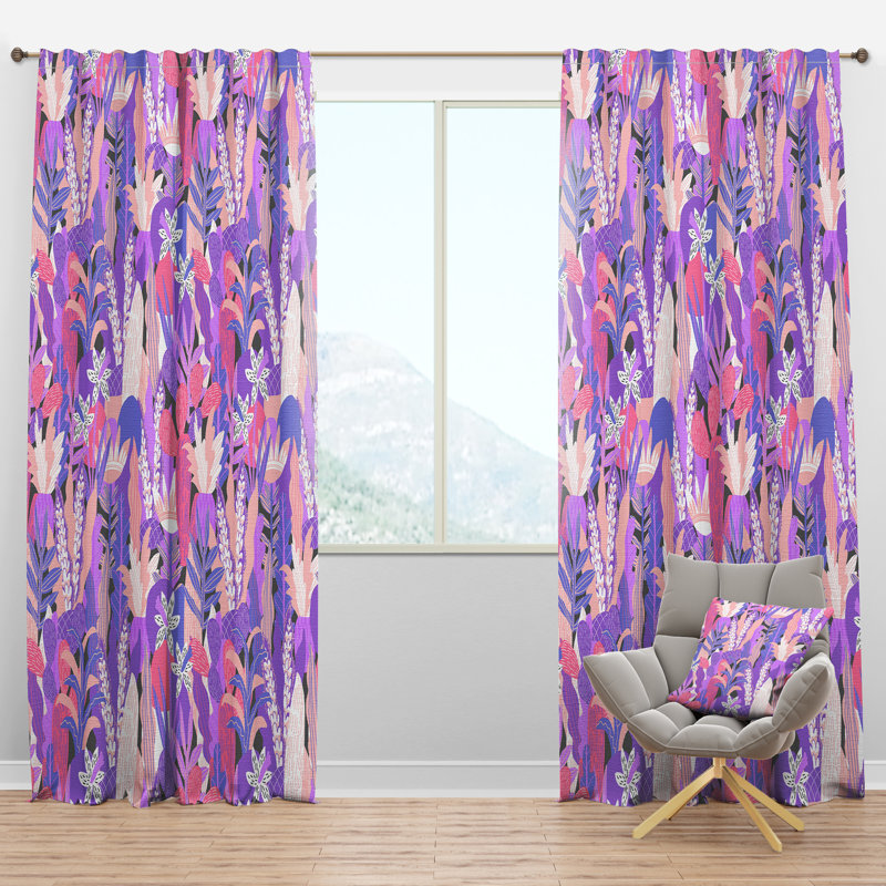 Panneau de rideau simple semi-diaphane avec passe-tringle Mid-Century Fantasy, l 52 po x L 120 po