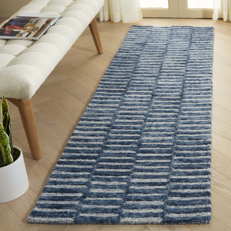 Tapis rayé en laine Madelline, Tapis de couloir 2 pi 3 po x 8 pi