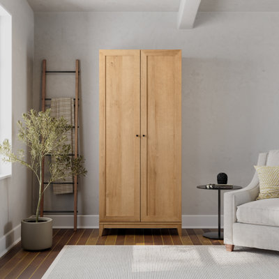 Armoire de rangement de bureau 72 po avec 3 tablettes réglables et pieds en bois massif Gonroff Oak