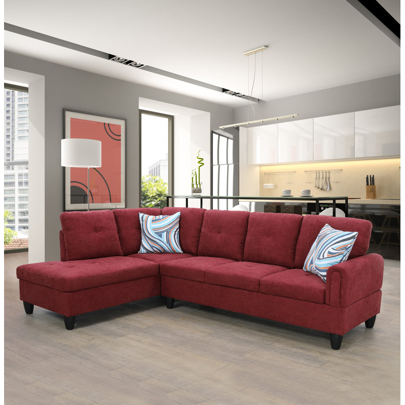 Almarie 97" 2 - Piece Upholstered Sectional, Red, Left Hand Facing