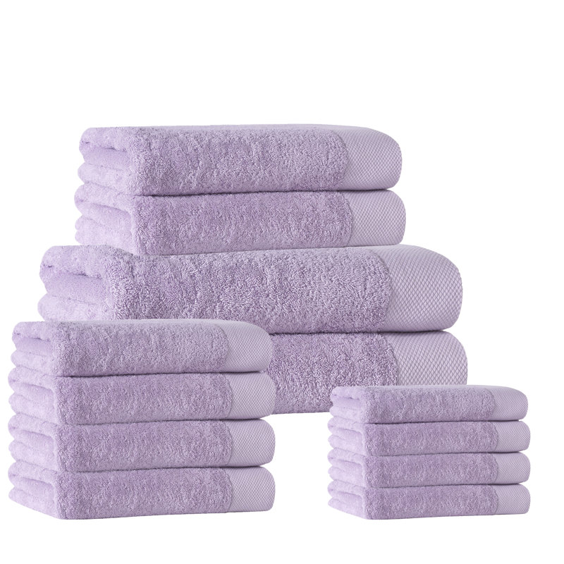 Ensemble de serviettes en coton turc 12 pièces Marcial, Lilas