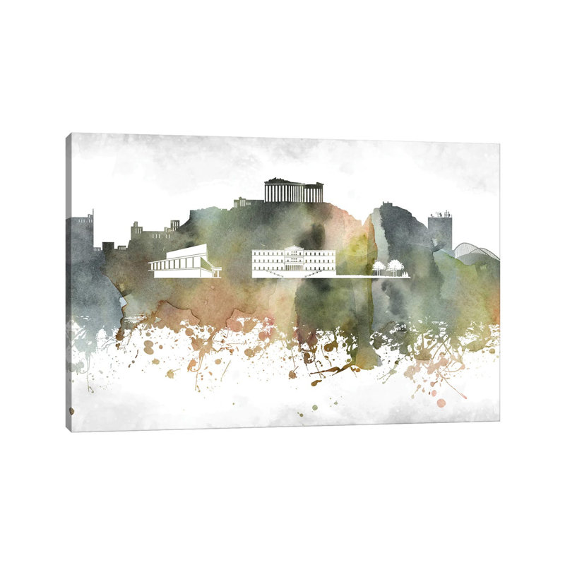 Athens Skyline 1 Piece Wrapped Canvas Wall Art, 66.04 cm H x 45.72 cm W x 3.175 cm D
