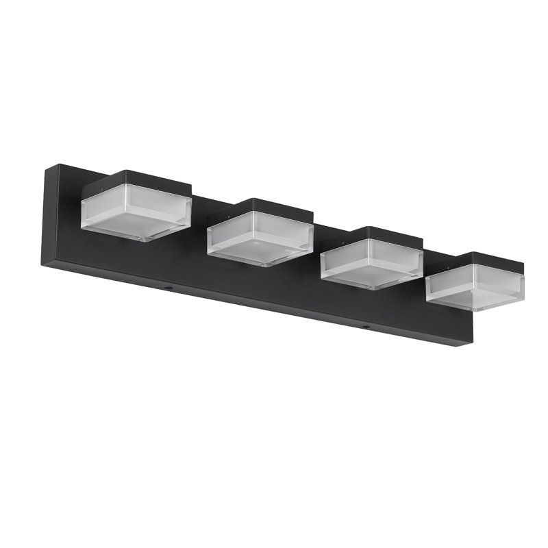 Luminaire de salle de bain moderne à 4 lumières avec miroir noir, Quatre lumières