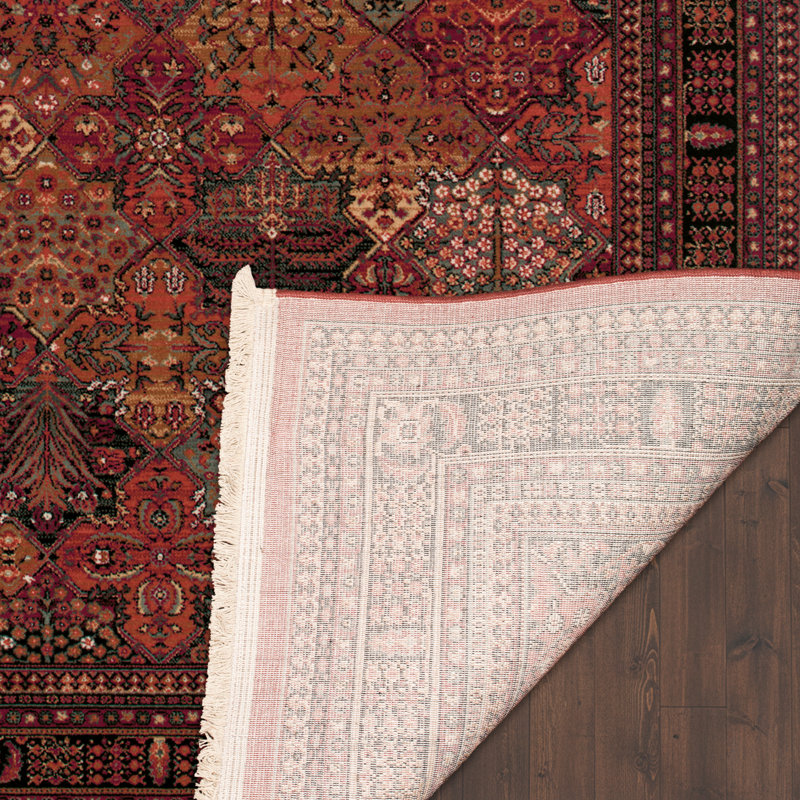 Tapis oriental en laine rouge à franges Doughman, Rectangulaire 6 pi 6 po x 10 pi 1 po