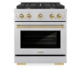 ZLINE Autograph 30 in. Paramount Dual Fuel Satin Steel Range w/ 4 Burners & Bronze Accents