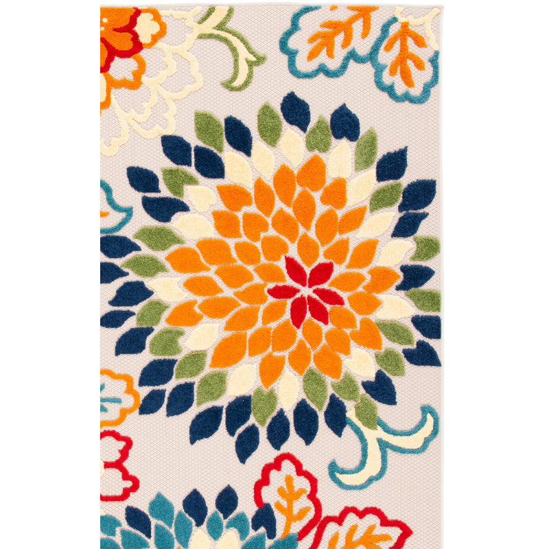 Tapis d'intérieur / extérieur floral Benner Performance, Rectangle 6 pi x 8 pi