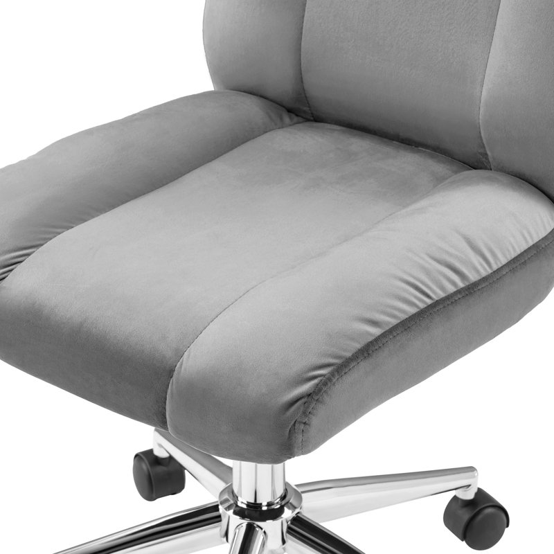 Ebern Designs Karola Velvet Office Chair, Grey