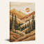 Toile murale en bois superposé représentant une montagne et une forêt de pins-2103294416