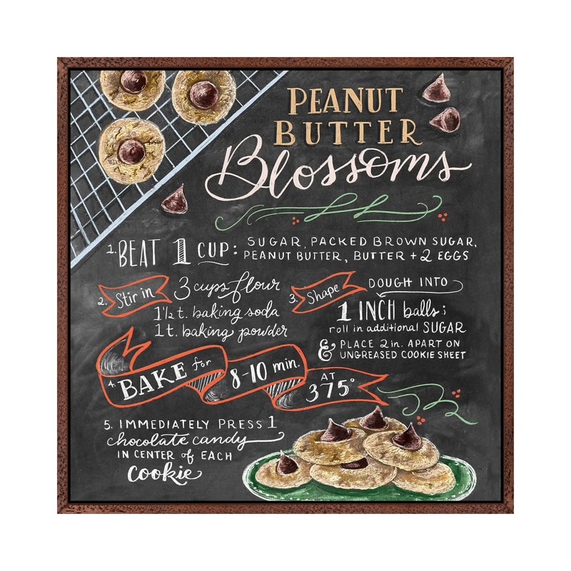 Peanutbutter Blossoms Recipe by Lily & Val - Print on Canvas, 66.04 cm H x 66.04 cm W, Brown Framed Canvas