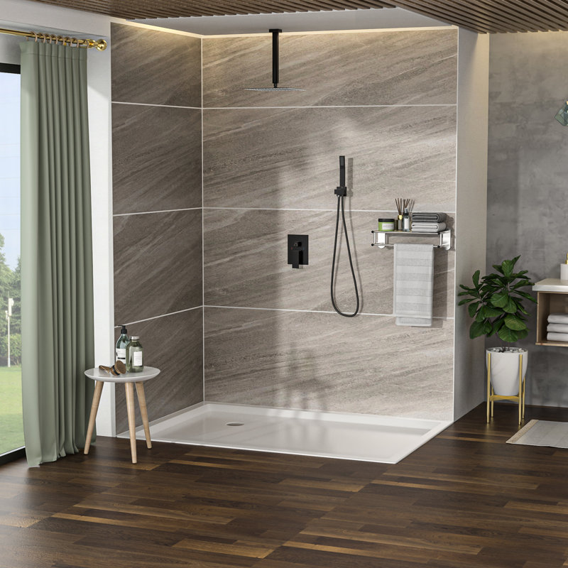 Douche de plafond double - Kit de montage pour robinet de finition bronze huilé en acier inoxydable, Bronze frotté à l'huile