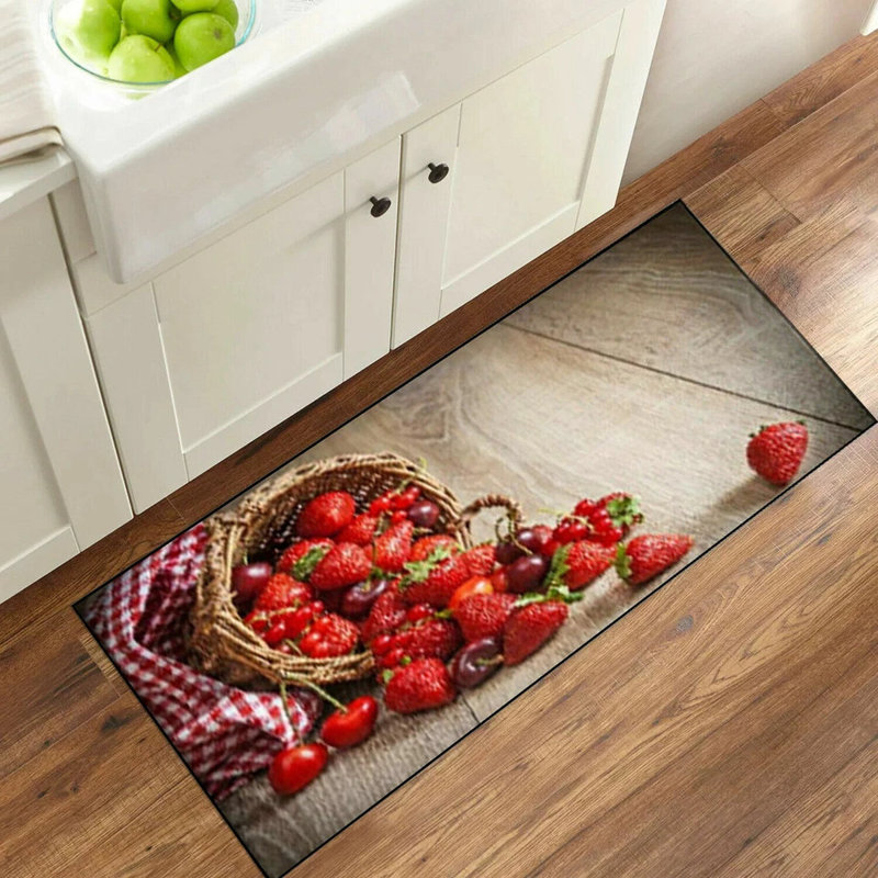 3D Fruit Kitchen Mat – Washable Non-Slip Runner Rug – Door Mat with Rubber Backing – Polypropylene, 80cm W x 150cm L