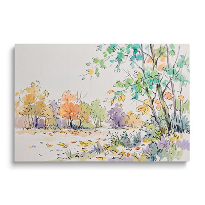 Tableau sur toile multicolore représentant un paysage forestier, œuvre d'art mural pictural pour le salon, la salle à manger et la chambre.