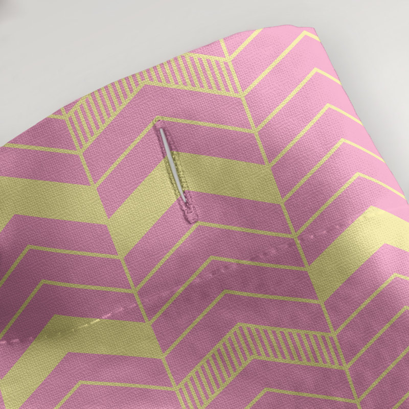 Rideau de douche simple à chevrons, Rose / Jaune