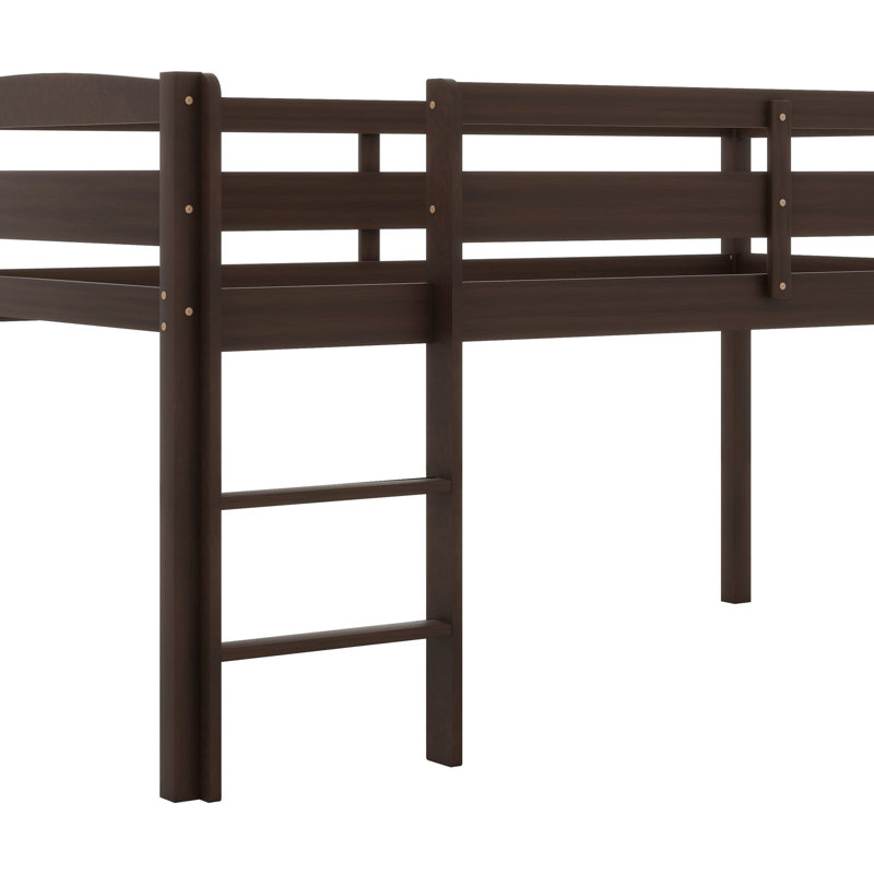 Lit mezzanine bas en bois avec échelle, Espresso