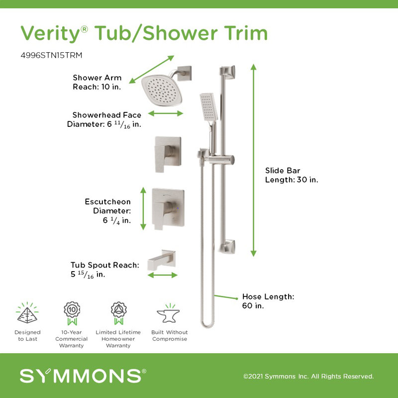 Système de baignoire et douche Verity HydroMersion avec douchette, Nickel satiné