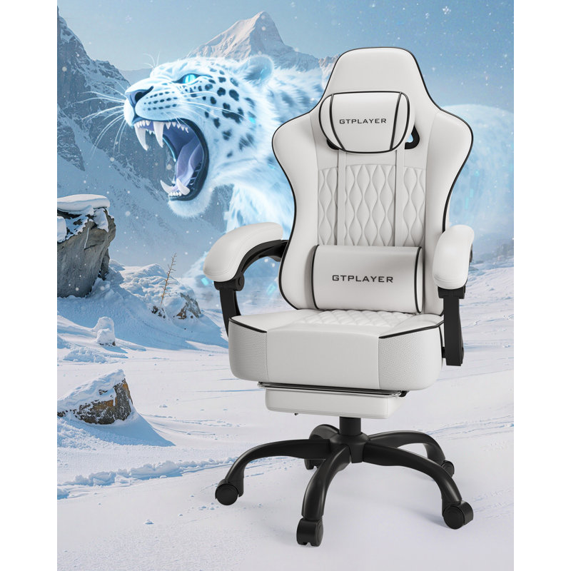 Metro Lane Adjustable Faux Leather Swiveling PC & Racing Game Chair, White