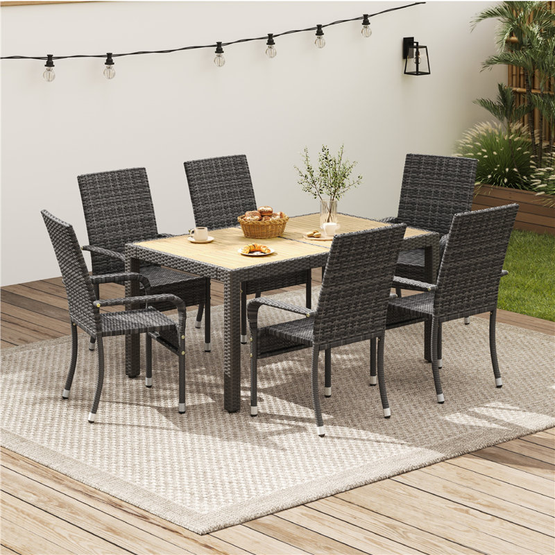 Stackable Outdoor Patio Dining Armchair, Grey