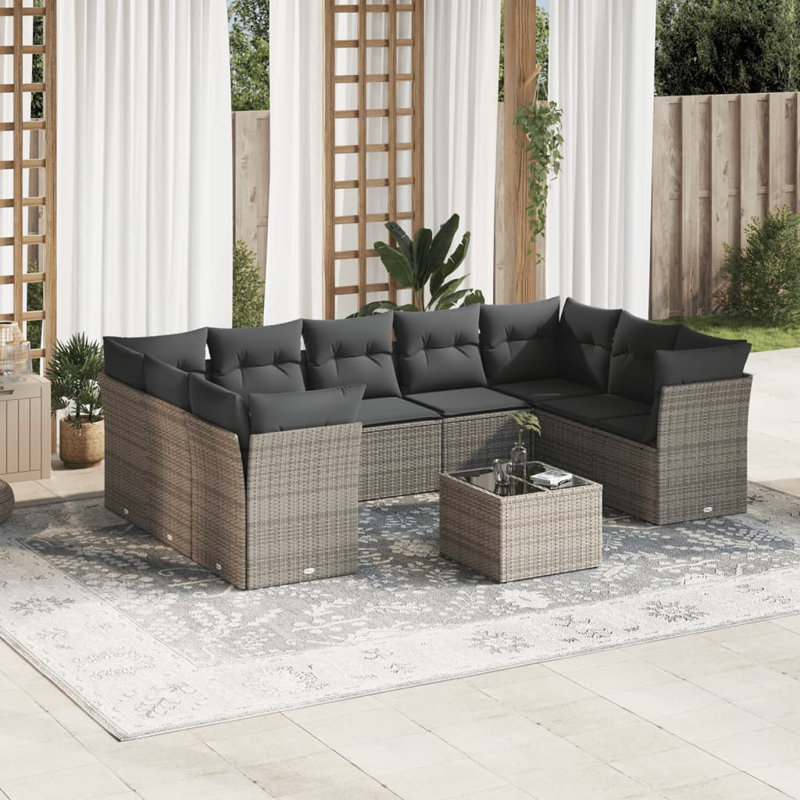 Ensemble de canapé de jardin Vidaxl, Gris, Gris