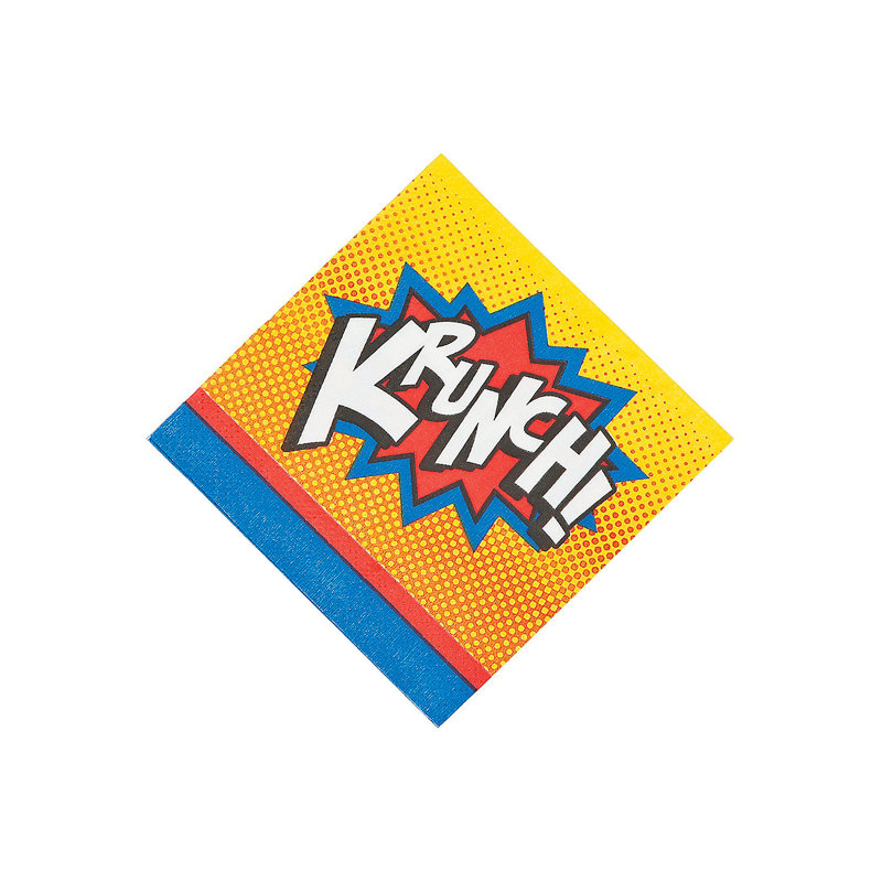 Retro Comic Book Style Yellow and Red Beverage Napkins
