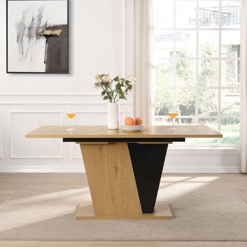 Table de salle à manger extensible 61,81 (46,46) pouces avec rangement intégré, table en bois moderne avec structure en métal robuste et base en panneau de fibres à densité moyenne