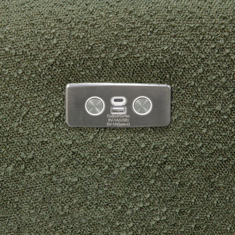 Kiwi Electronic Swivel Reclining Glider, Olive Boucle