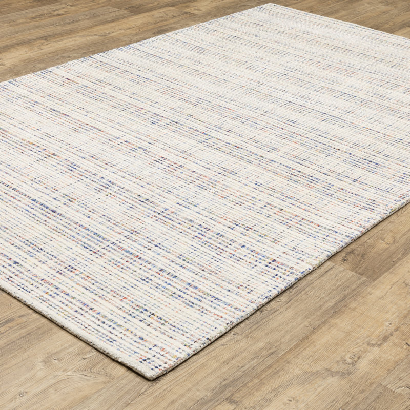 Tapis ivoire / multicolore touffeté à la main Solveigh, Rectangle 10 pi x 13 pi