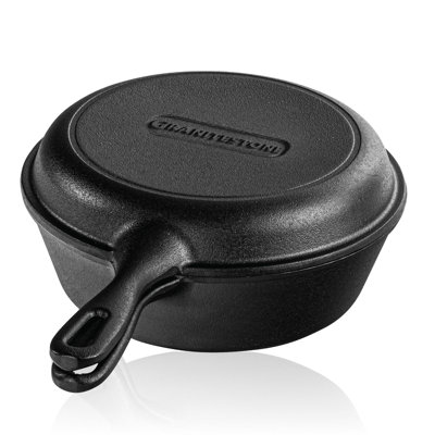 Granitestone Cast Iron 2 In 1 Nonstick Pre Seasoned Cooker