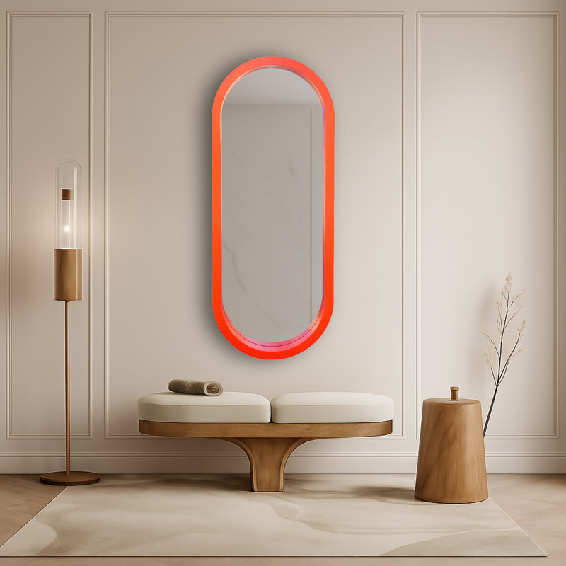 Grand miroir à pilules, Orange, 59,1 po x 23,6 po