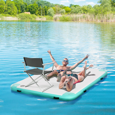Outsunny Water Inflatable Floating Dock, Inflatable Platform