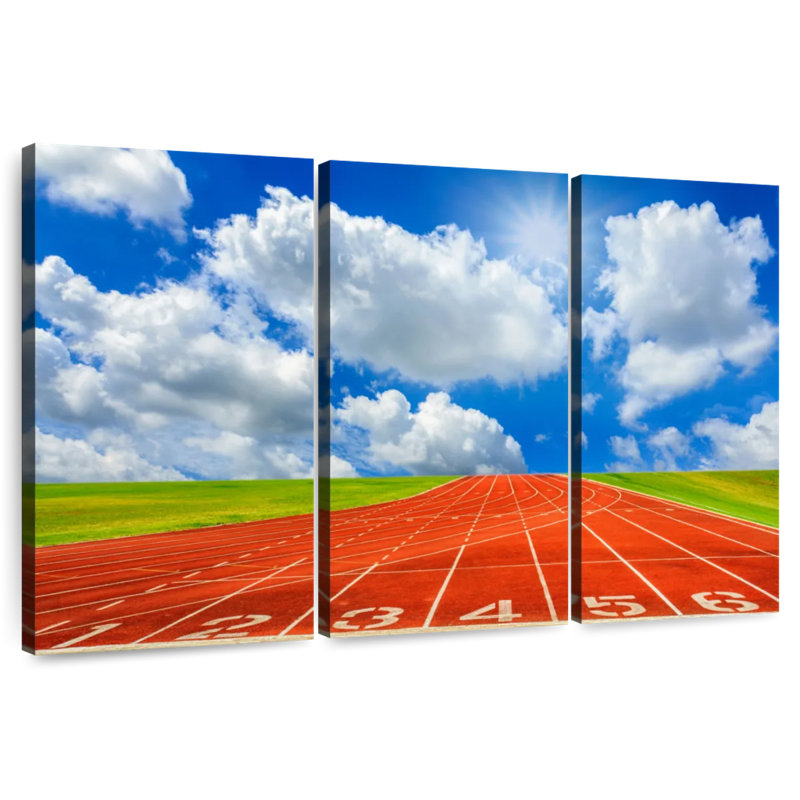 Cloudscape Over Running Track, 24" H x 38" W
