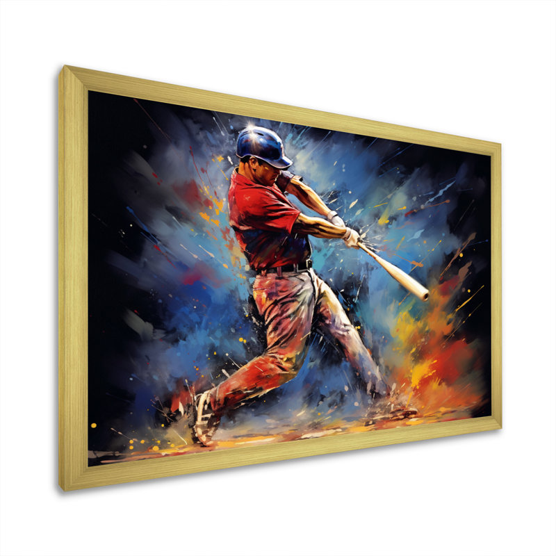 Beidleman Baseball Swing Of Emotion I, H 12 po x l 20 po x P 1 po, Encadrement doré