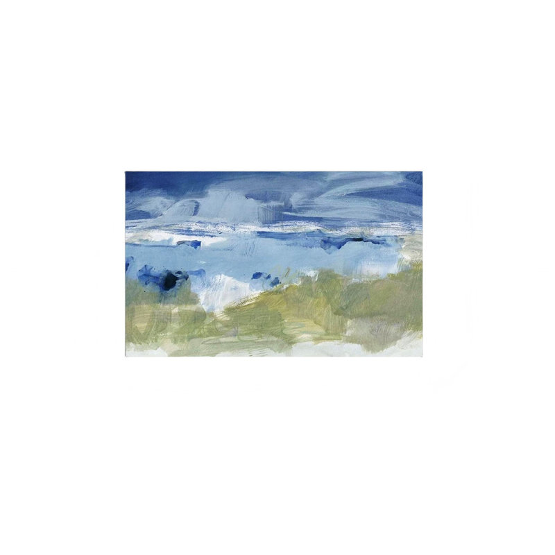 «Eastern Winds», toile abstraite bleue, cadre en bois massif, art mural (16 po x 24 po)