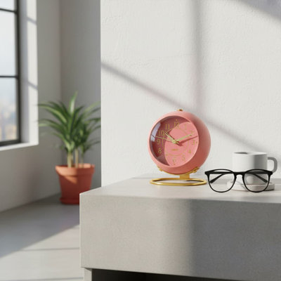Analogue Metal Electric Alarm Tabletop Clock Gray