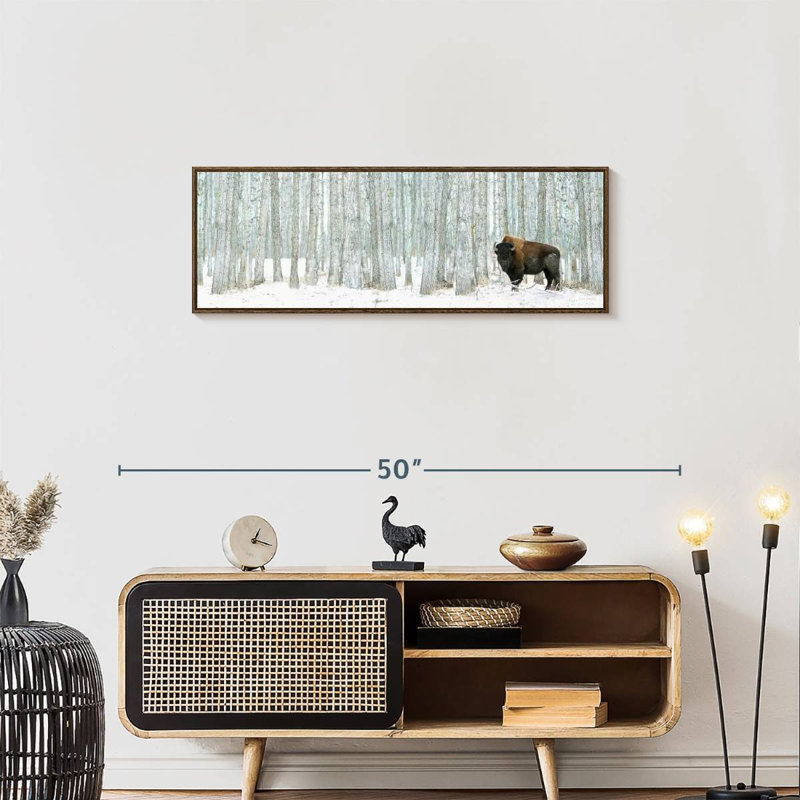 Alberta Winter, 37 po x 13 po, Floating Frame Walnut