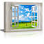 «Glimpse Into Blue Sky And Green Grass Land Nature Open Window Images» sur toile-98448698