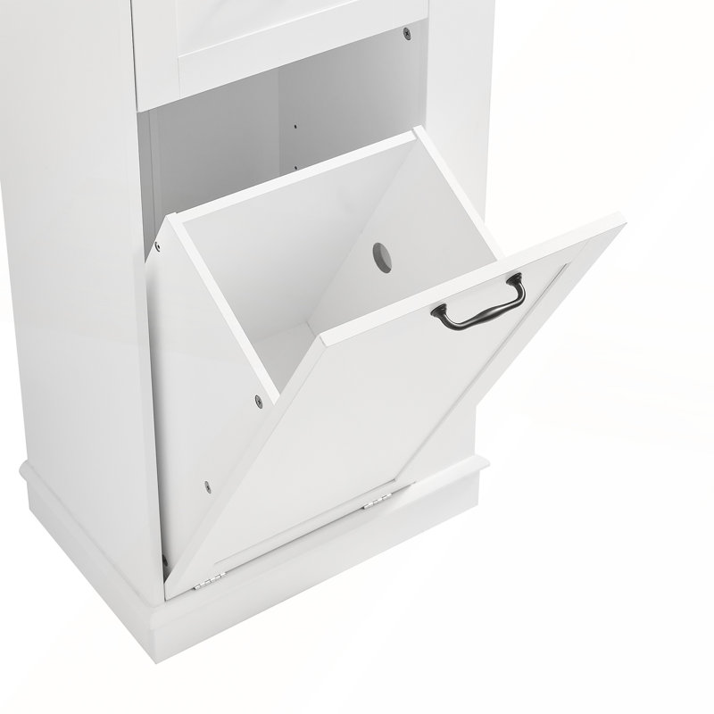 Grande armoire de rangement autoportante pour salle de bain avec tablettes réglables et deux portes, panneau de fibres à densité moyenne durable, finition noire