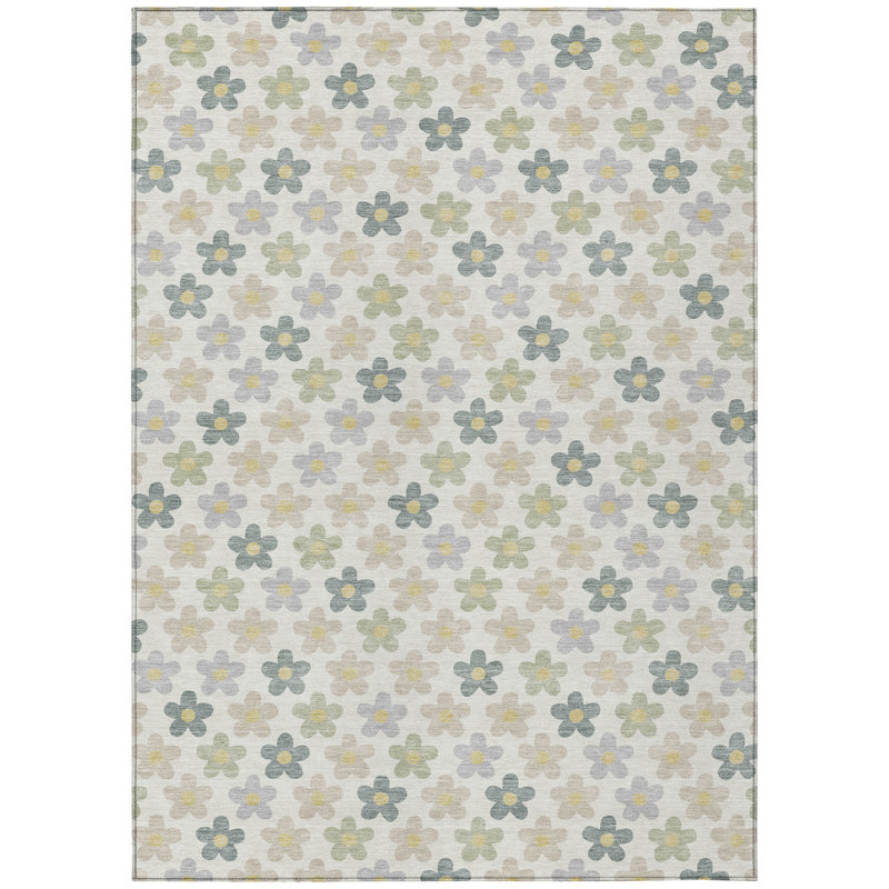 Machine Washable Indoor/Outdoor Chantille ACN2569 Kids Rug, Ivory, 2'6" x 3'10"