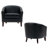 Edvardas Upholstered 29.11 Wide Black Faux Leather Tufted Barrel Club Chair with Nailhead Trim-591144636