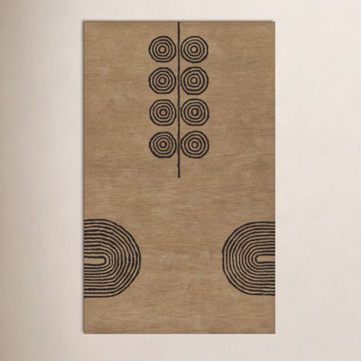 Yasi Beige Hand-Tufted Geometric Wool Rug