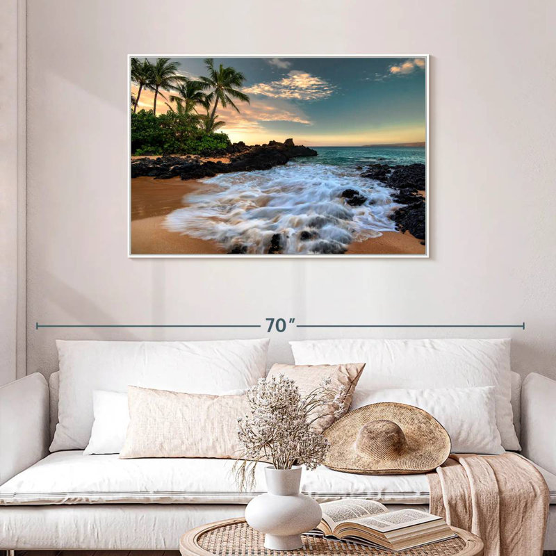 Maui Makena Cove Borasisi, 31" X 21", Floating Frame White