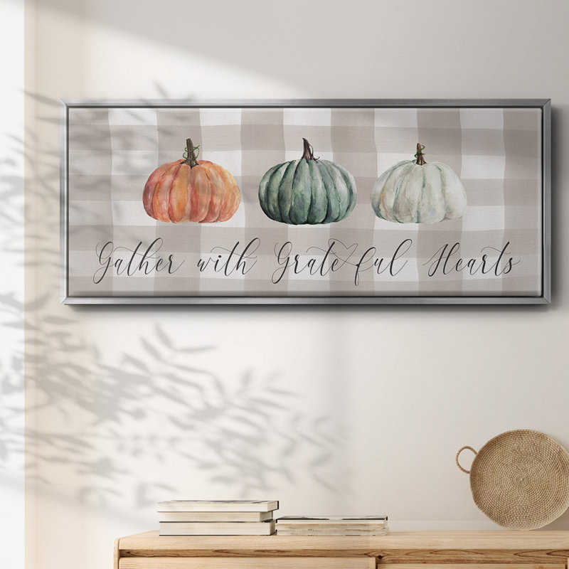 «Gather With Grateful Hearts», toile encadrée, H 20 po x l 50 po