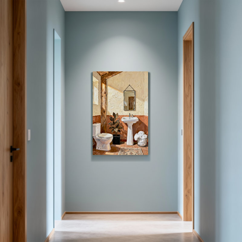 Scène de salle de bain rustique avec lavabo et toilette Bath & Laundry, H 18 po x l 12 po