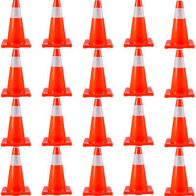 Cônes de circulation de 20 po de 20 po, cônes de sécurité pour la circulation sur la base en PVC, cône de circulation orange avec colliers réfléchissants, cônes de construction à risque pour le stationnement domestique