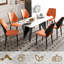 Table de salle à manger rectangulaire en marbre de 71 po pour 6 à 8 personnes, base en acier inoxydable, 6 chaises, haute performance avec base robuste et facile à nettoyer