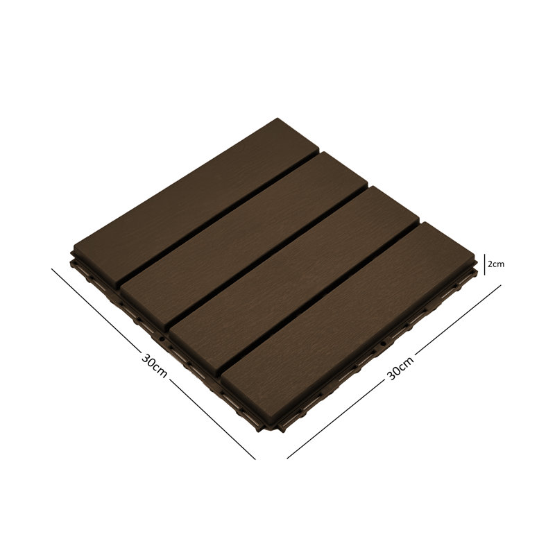 Sosuke 30cm L x 30cm W Plastic Interlocking Deck Tile, Brown