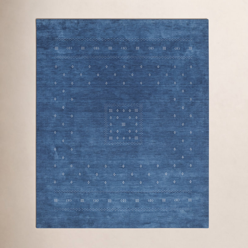 Simi Hand Knotted Cotton/Wool Southwestern Area Rug, Runner 2'6" x 8', Blue