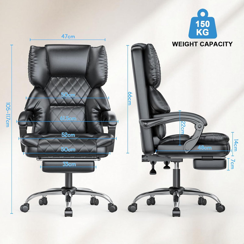 Executive Chair Faux Leather Office Chair, Black
