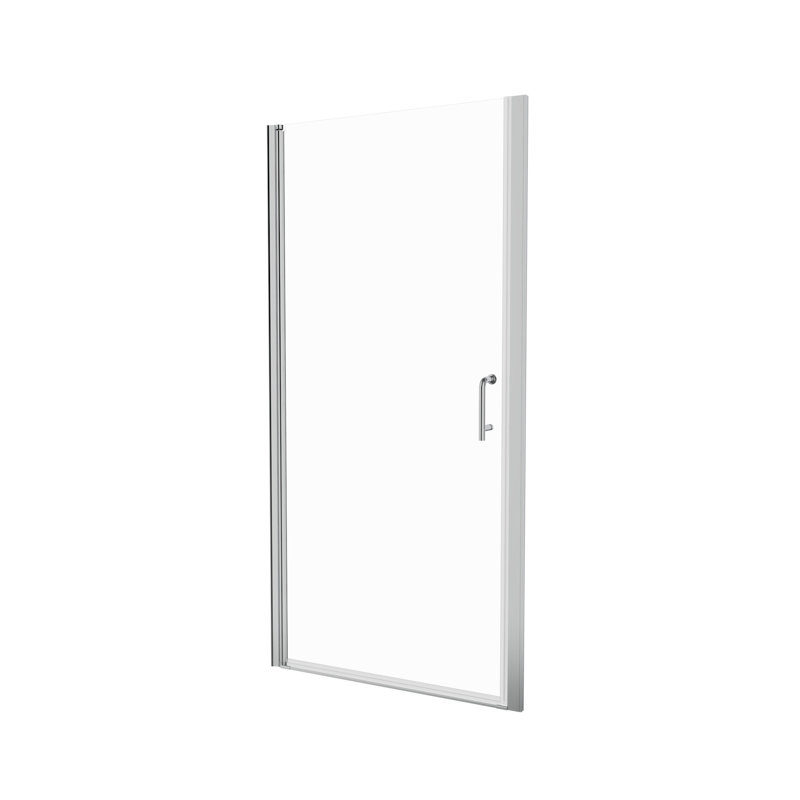 36 po à 37 3/8 po x 72 po, porte de douche pivotante semi-sans cadre en chrome avec verre transparent