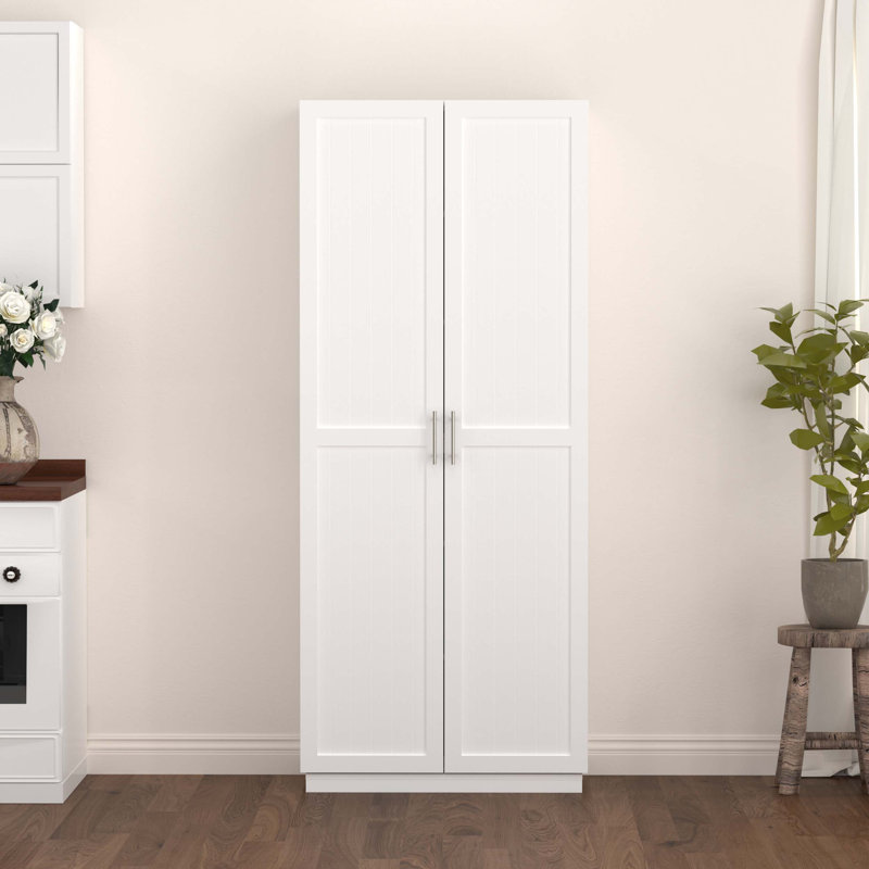 Armoire de cuisine autoportante avec tablettes et portes réglables, parfaite pour le rangement et l'organisation dans n'importe quelle pièce