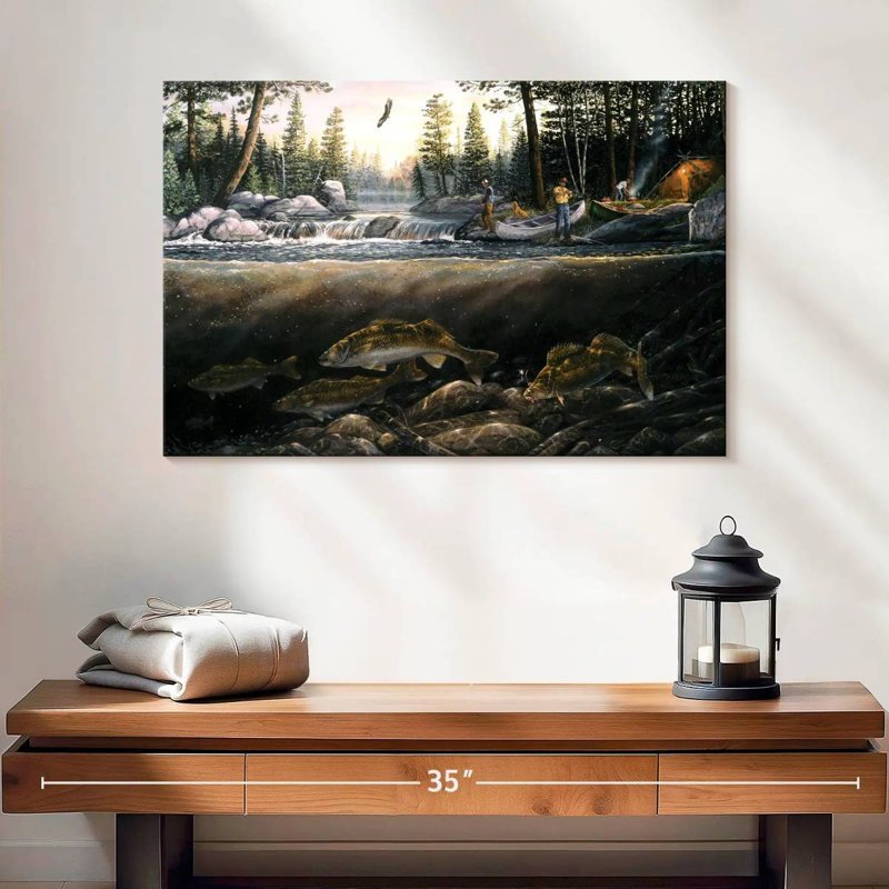 Brampt Fishing The Falls, 16" H x 24" W